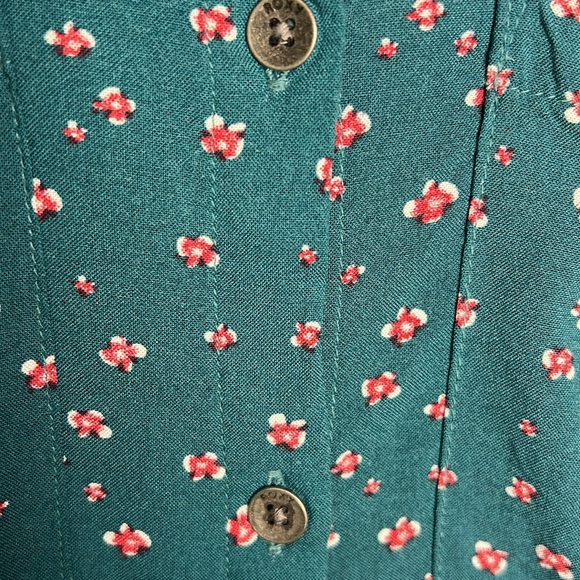 Roxy Girl Floral Roll Tab Sleeve Button Down Dress Size 16 XXL - Picture 5 of 12